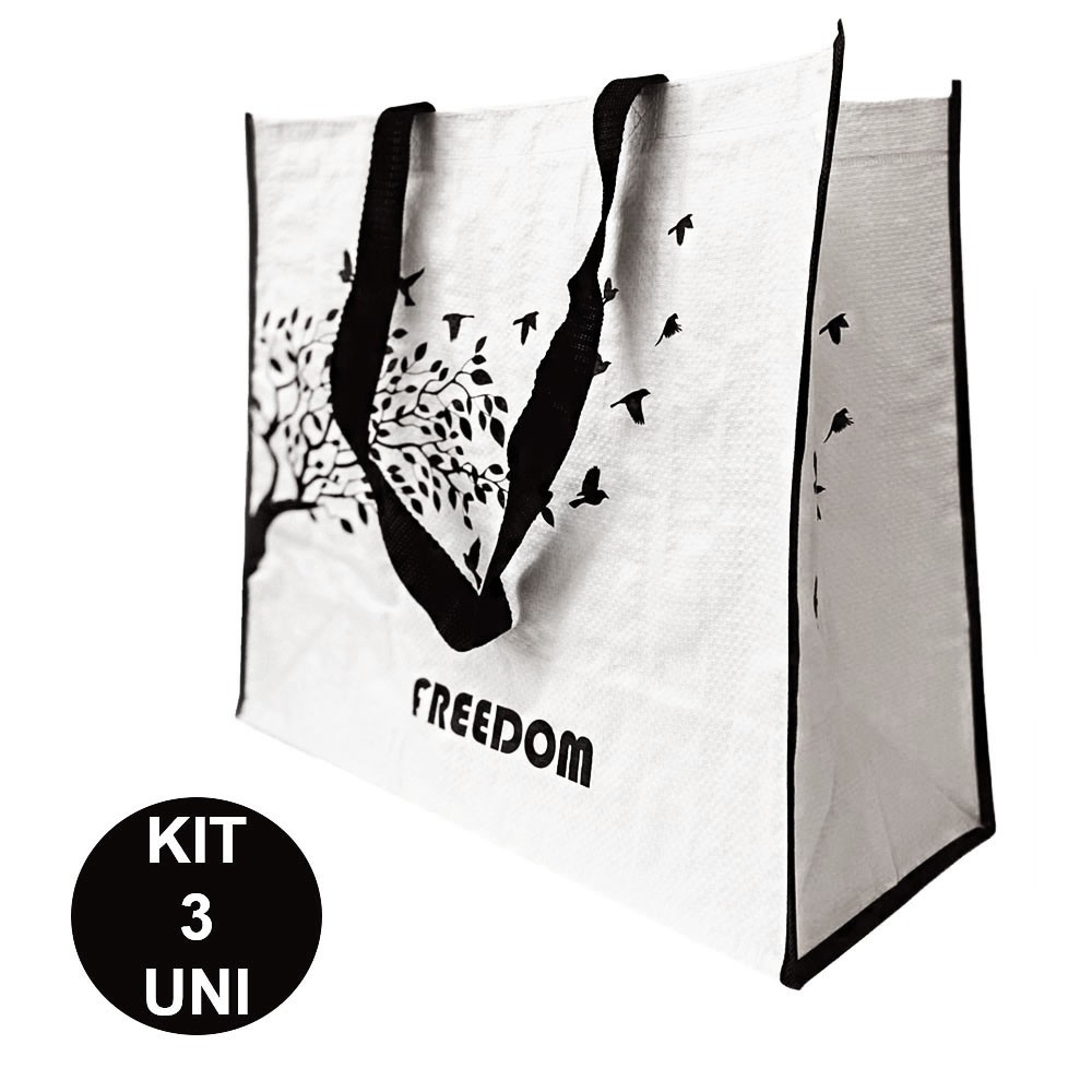 Bolsa Ecobag Ecologica Reutilizavel Sacola de Ombro Dobravel Compras Mercado Retornavel Kit 3 Uni