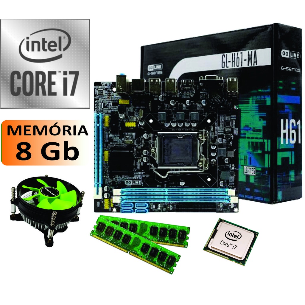 Kit upgrade intel i7 2600 3 4ghz placa m e 1155 mem ria 8gb ou 16gb
