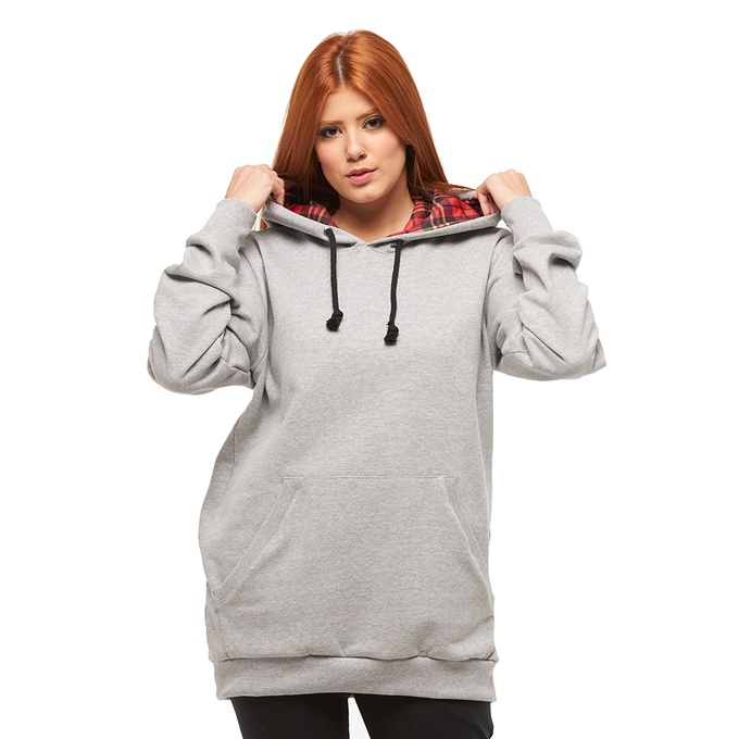 Blusa de Moletom Feminina Canguru High Quality Long Line J2