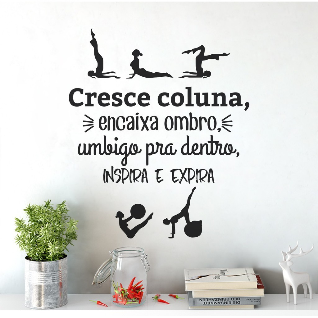 Adesivo Parede Decorativo Frases Pilates Cresce Coluna em Oferta na Shopee