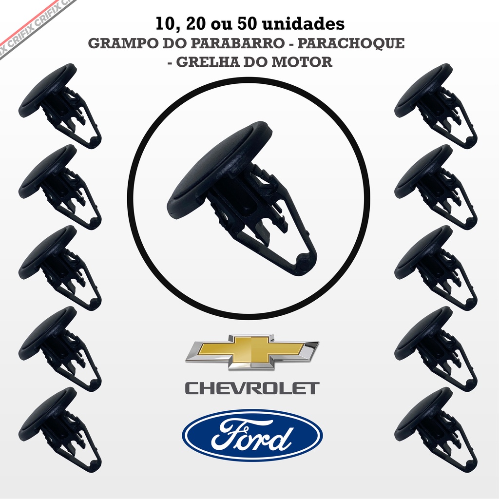 10 20 Ou 50 Grampos Presilhas Parabarro Parachoque Grelha Do Motor Camaro Cobalt Cruze Omega Onix