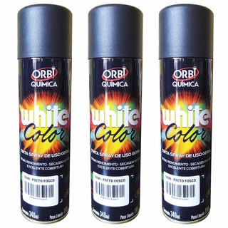 Kit 3 UN Tinta Spray Automotiva Preto Fosco 340ml ORBI