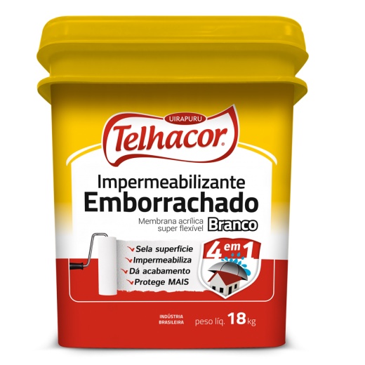 Tinta Emborrachada Impermeabilizante Branco Telhacor 4 Em 1 18L Pronta Entrega