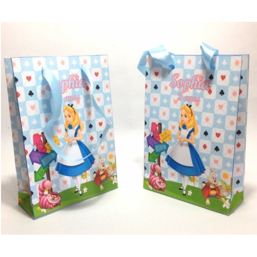 10 Sacolinhas Personalizadas Alice no Pais das Maravilhas