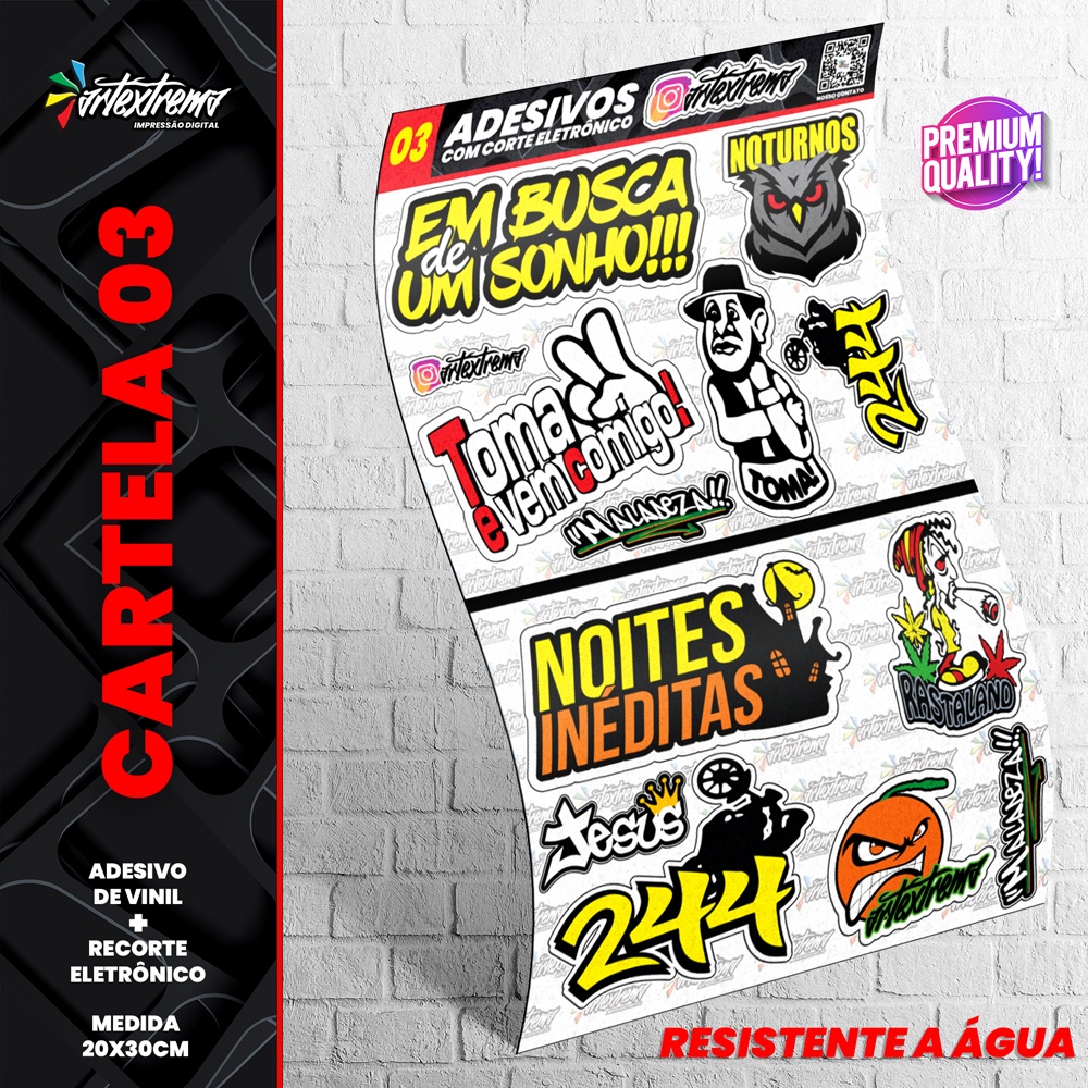 Cartela De Adesivos - REF 03 - Carro - Moto - Caminhão - Bike - Stickers - Diversos
