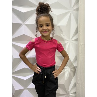 Blusa Menina Infantil Blogueira Diva Detalhe Manga
