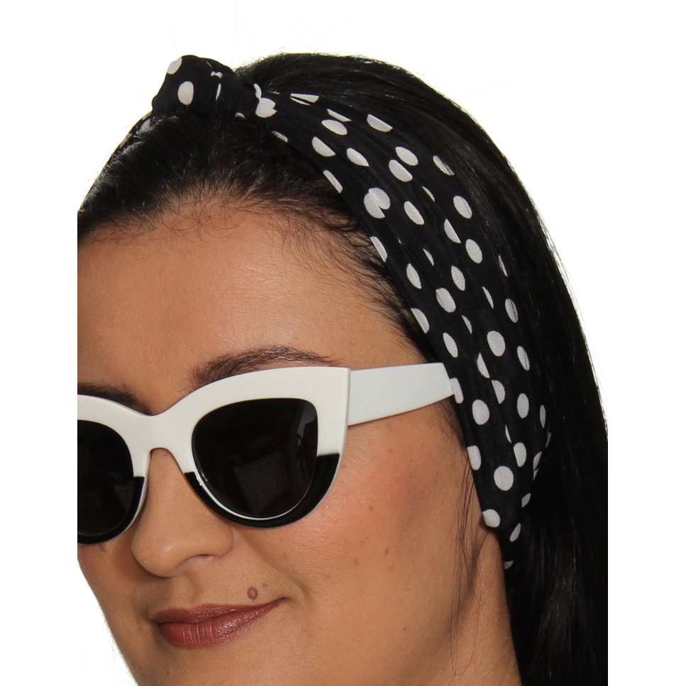 Faixa Cabelo Turbante Bolinhas Nó Retro Anos 60 70 Vintage