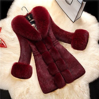 Inverno 2022 Das Mulheres Da Pele Do Falso Casaco Grosso outwear Longo faux fox fur collar Casacos Para Senhoras Elegantes Finas Quente Novo