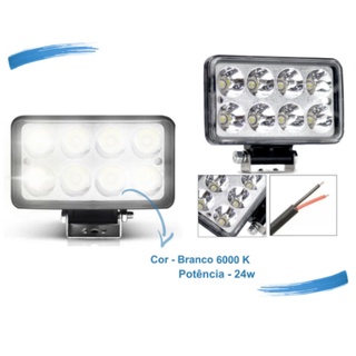 Farol de Milha Retangular 24w Bivolt 08 LEDs