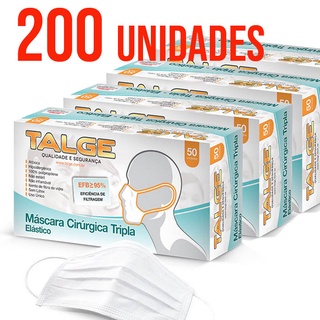 200 Unidades de Máscara Descartável Cirúrgica com Camada Tripla da Talge