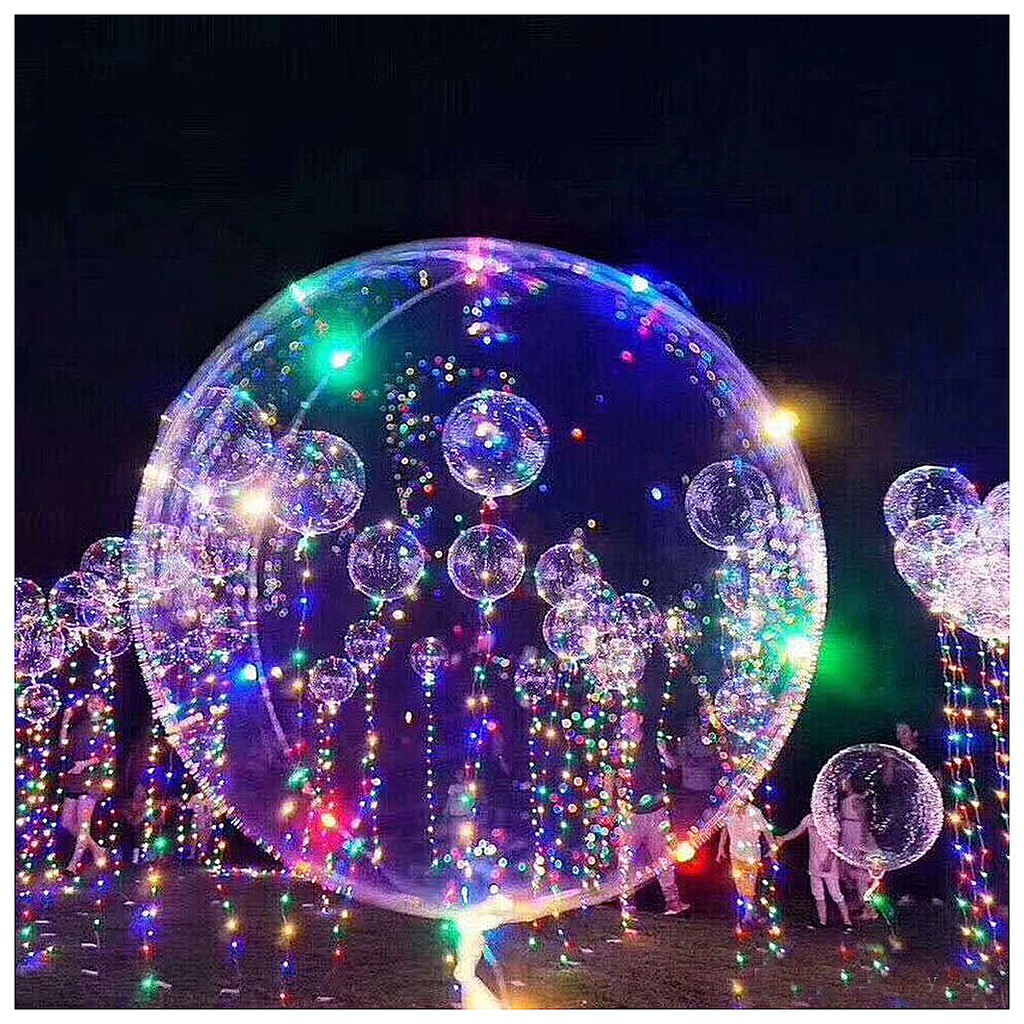 Balão Bubble 24 polegadas 60cm Transparente Com Led Pode Usar Gas Hélio Bexiga Bola Fio Cordão de 3 metros à Pilha