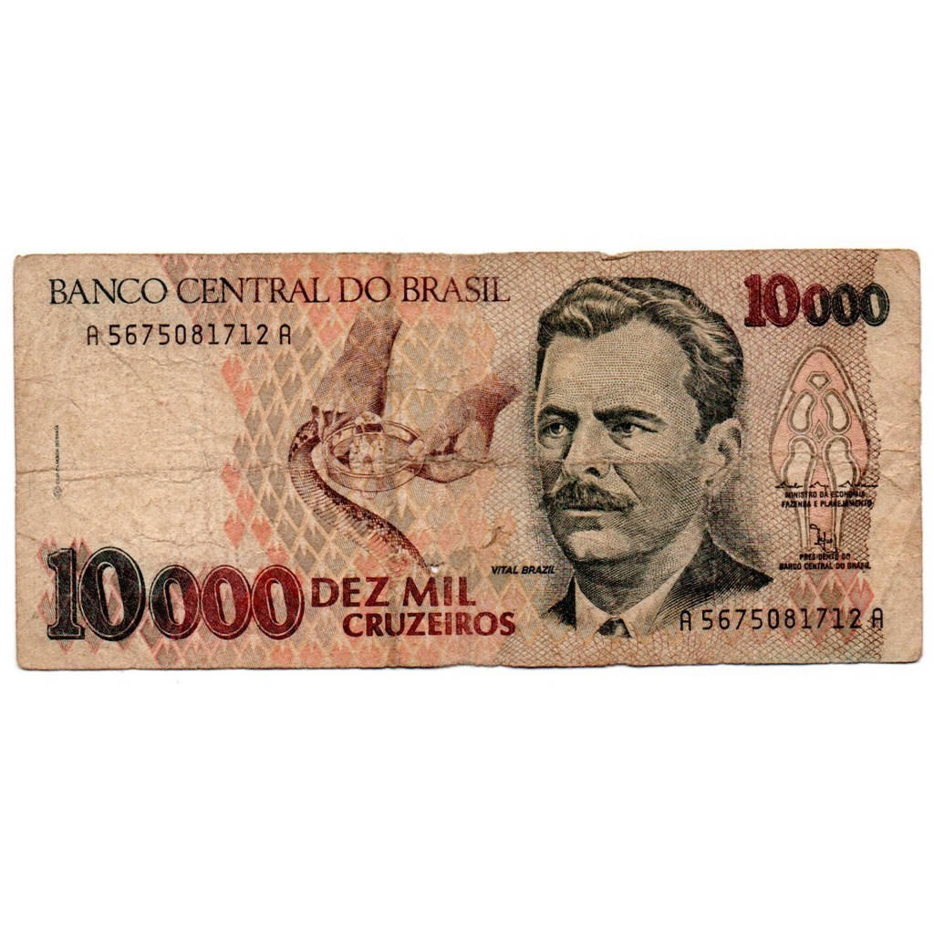10000 Cruzeiros Vital Brazil C224 Bc Cédula Antiga