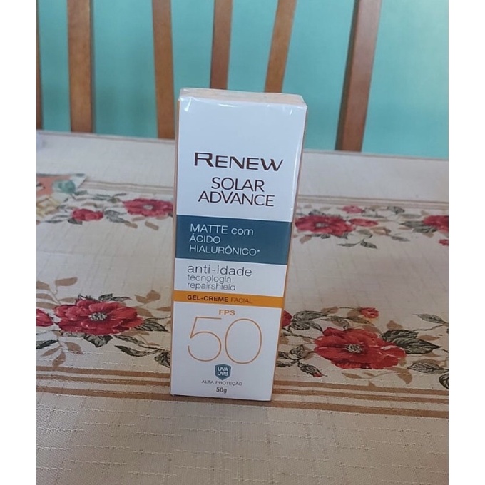 Protetor Solar Renew Solar Advance Matte Com Ácido Hialurônico Fps 50 -40 g embalagem nova em Oferta na Shopee
