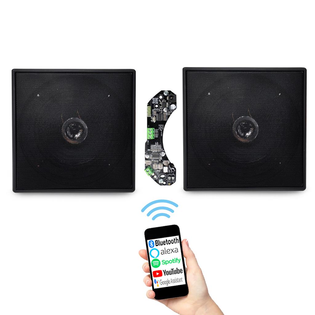 Amplificador Bluetooth Som Ambiente 2 Caixa Teto Preta Quadr - Audio