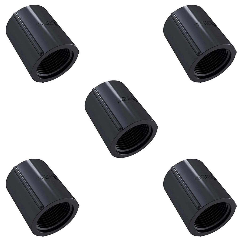 Kit 5 Luvas Para Eletroduto Pvc 1/2 Preto Com Rosca Tigre