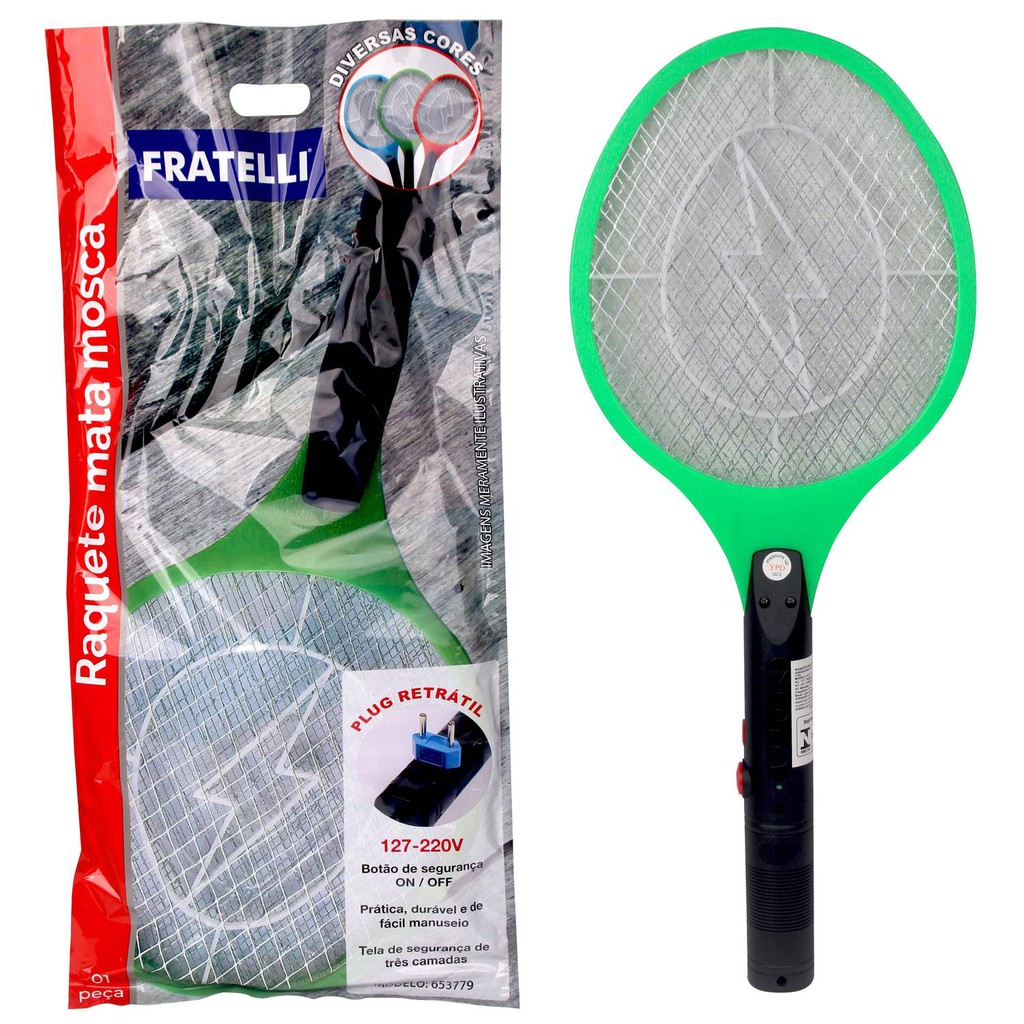 Raquete Elétrica Recarregavel Mata Mosca Muriçoca Original - Produto de Marca