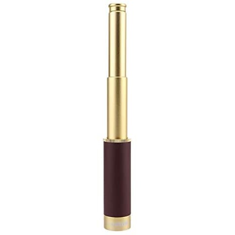 Luneta Retrátil Retrô Monóculo Telescópio Dourado Fosco Zoom 25x30mm + Bolsa - 33cm