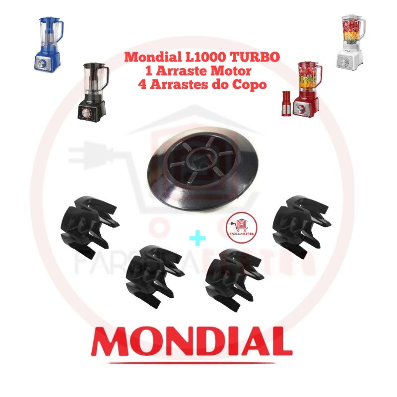 Arraste do Motor + 4 Arraste do Copo Liquidificador Mondial L-1000 Inox