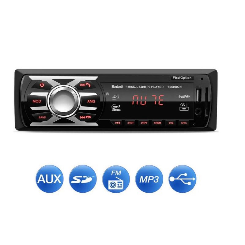 AUTO RADIO CARRO MP3 6660 BN COM BLUETOOTH CONTROLE REMOTO