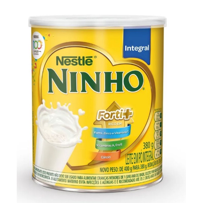 Leite em Pó Integral Forti+ Ninho 380g - Unidade.