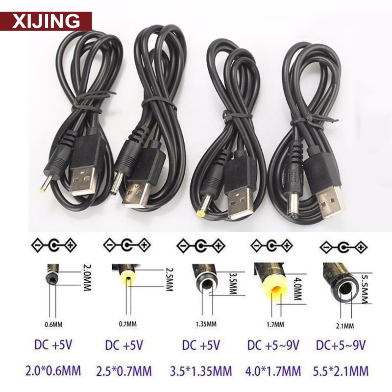 Cabo De Conexão USB DC 5V Macho Para 2.0 2.5 3.5 4.0 5.5mm