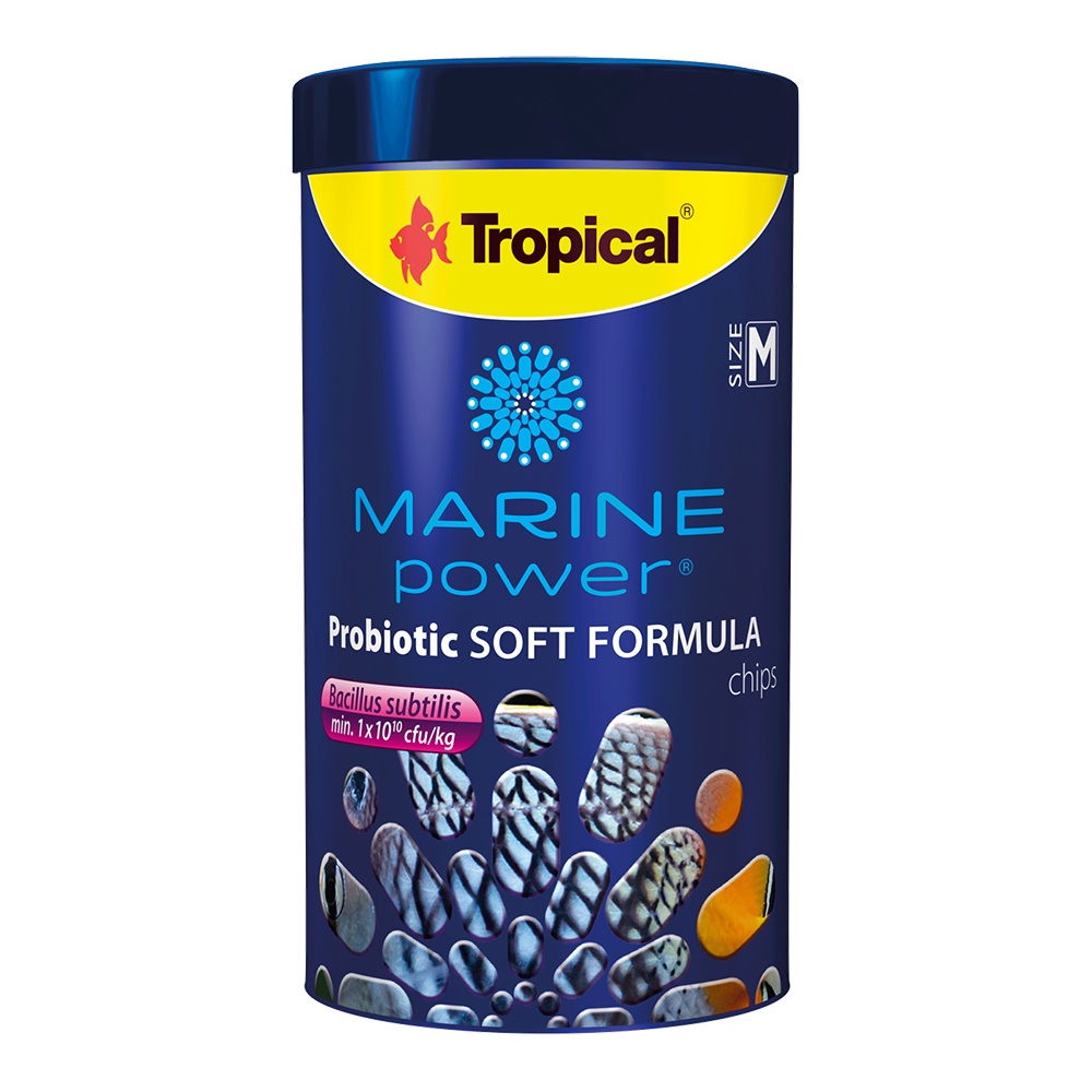 RAÇÃO TROPICAL MARINE POWER PROBIOTIC SOFT FORMULA CHIPS SIZE M - 130 gr