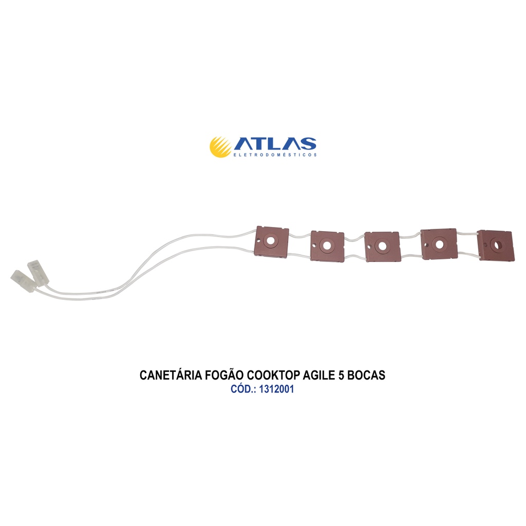 Conjunto Interruptor Rotativo (CANETÁRIA) para Fogão Atlas Cooktop MODELO 1312001 5 bocas 100% Original