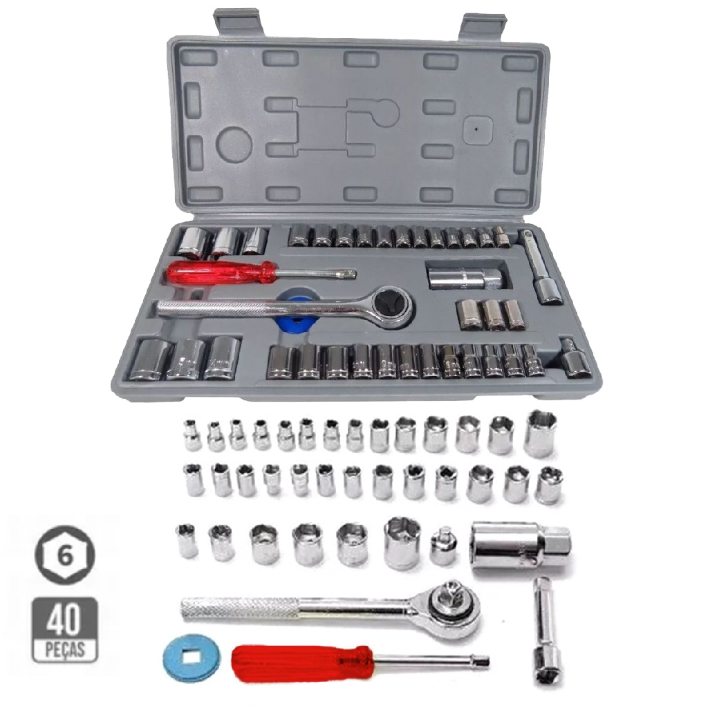 Jogo Catraca Reversível Soquetes 40 Peças Maleta Western em Oferta na Shopee