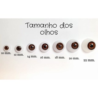 6 Pares de olhos acrílico castanho escuro do 10 ao 22mm( bonecas de pano, bebê reborn) em Oferta na Shopee