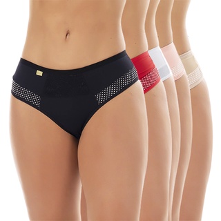 Kit com 7 Calcinhas Tanga Cós Alto Conforto Feminina