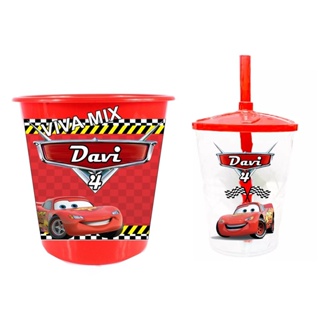 10 Baldes De Pipoca + 10 Copos Twister Kit Personalizado Tema Carros em Oferta na Shopee