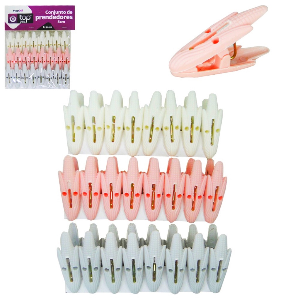 24 prendedores para roupas pregadores coloridos para roupas e embalagens