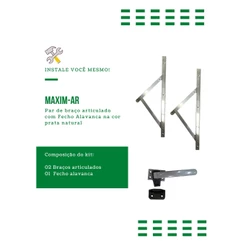 Kit Janela Maxim Ar - Braço 60cm - C/ Fecho - Madeira e Alumínio