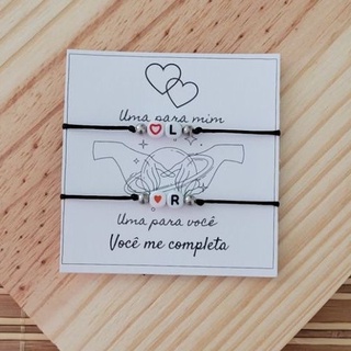 Par de pulseiras Amizade/Casal Corações + inicial nomes