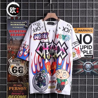 Camiseta Masculina Manga Curta/Larga/Hip Hop/Com Estampa De smiley/Graffiti