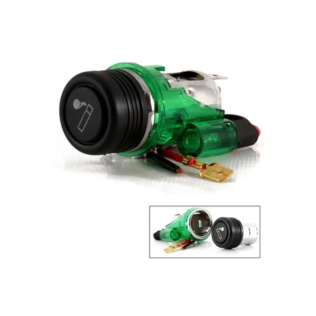 Acendedor de Cigarro 12v carregadores Verde completo