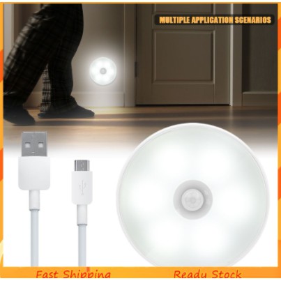 Sensor De Movimento Led Noturna Claro Branca Inteligente Indução De Movimento Humano Lâmpada Usb Recarregável Magnético De Adsorção