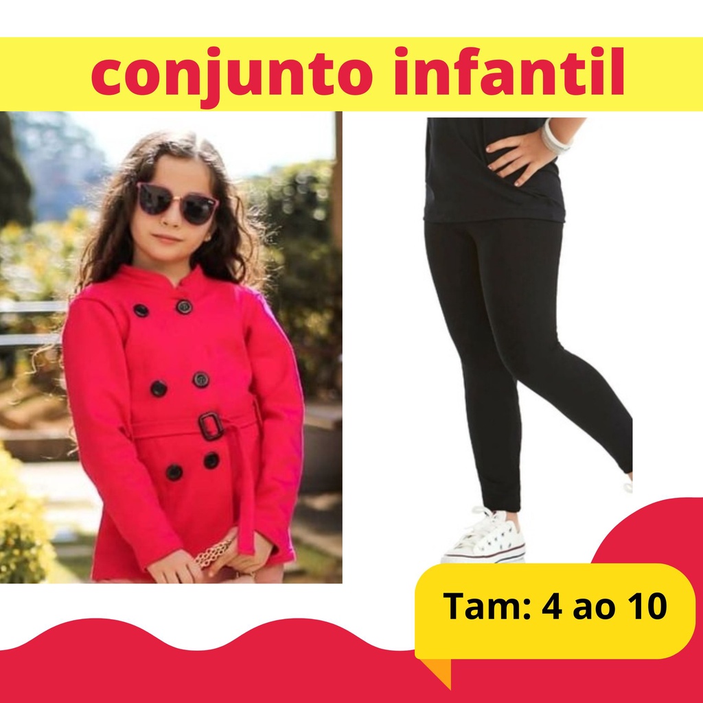 Conjunto infantil feminino inverno menina FLANELADA. CASACO MAIS CALÇA FORRADA.