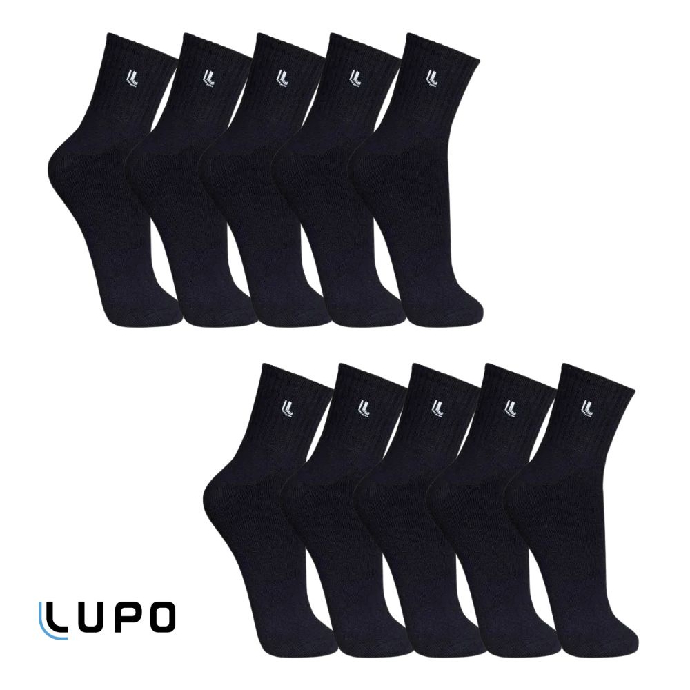 Kit 10 Pares Meia Cano Medio Masculina Atacado Original Basicas Para Academia Lupo