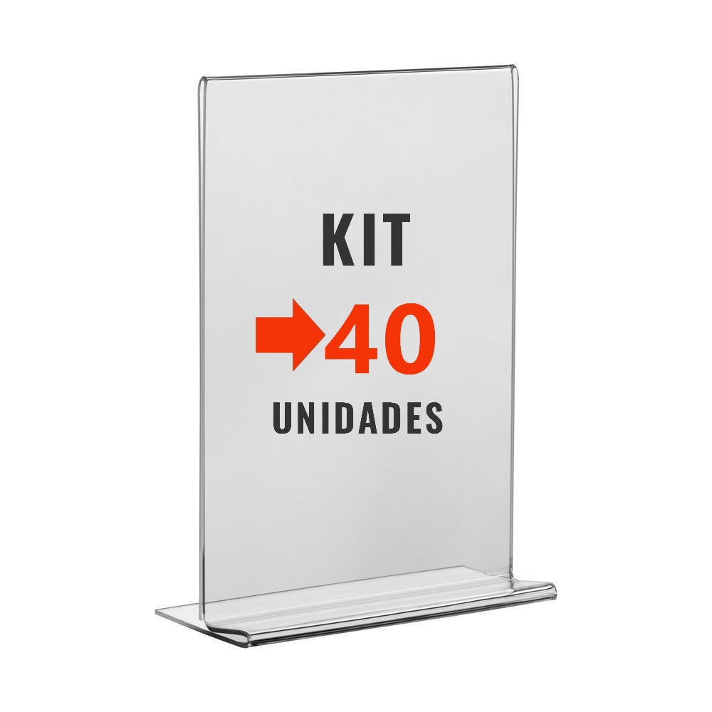 Kit com 40 Display Expositor Acrilico T 10x15cm Tamanho A6 de Mesa e Balcao para Cardapio Fotos Promocao Avisos Panfletos Qr Code