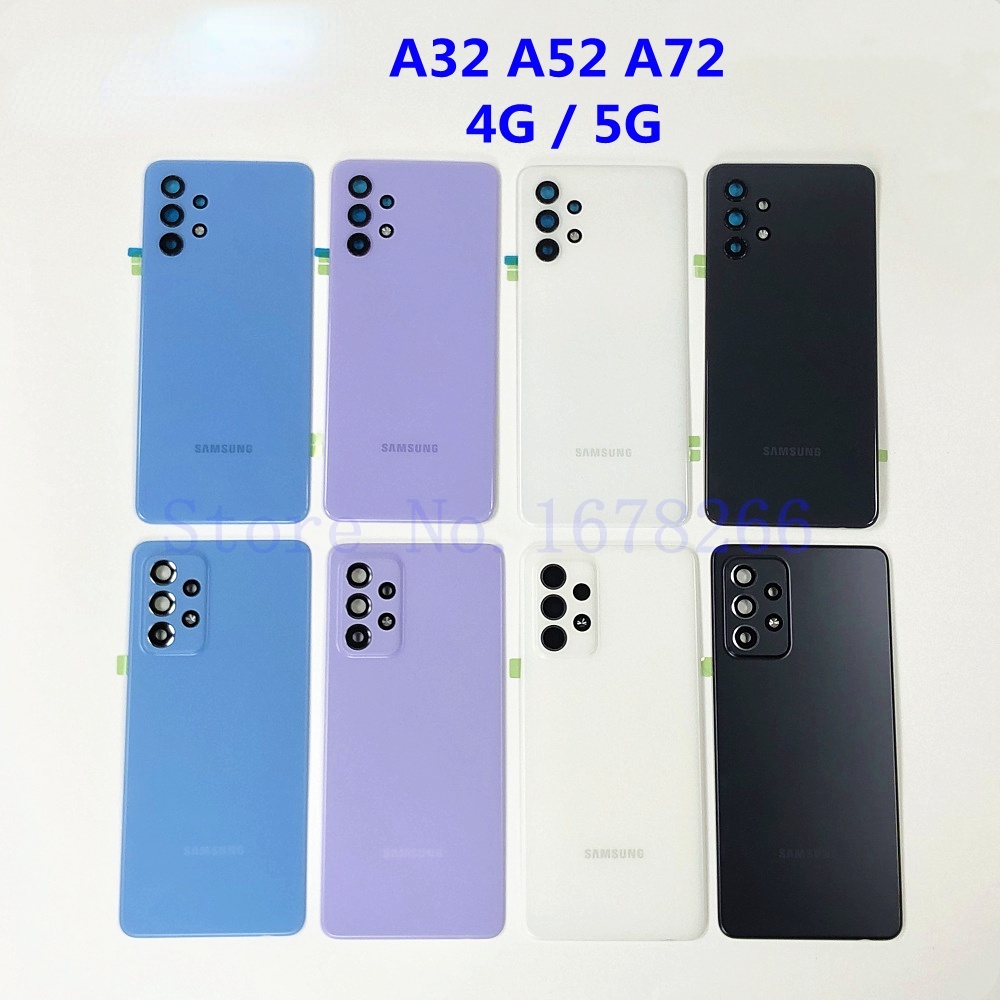 Peças De Reposição SAMSUNG Galaxy A32 A52 A72 2021 4G 5G Caso Tampa Traseira Da Bateria Lente De Vidro Câmera Habitação Porta