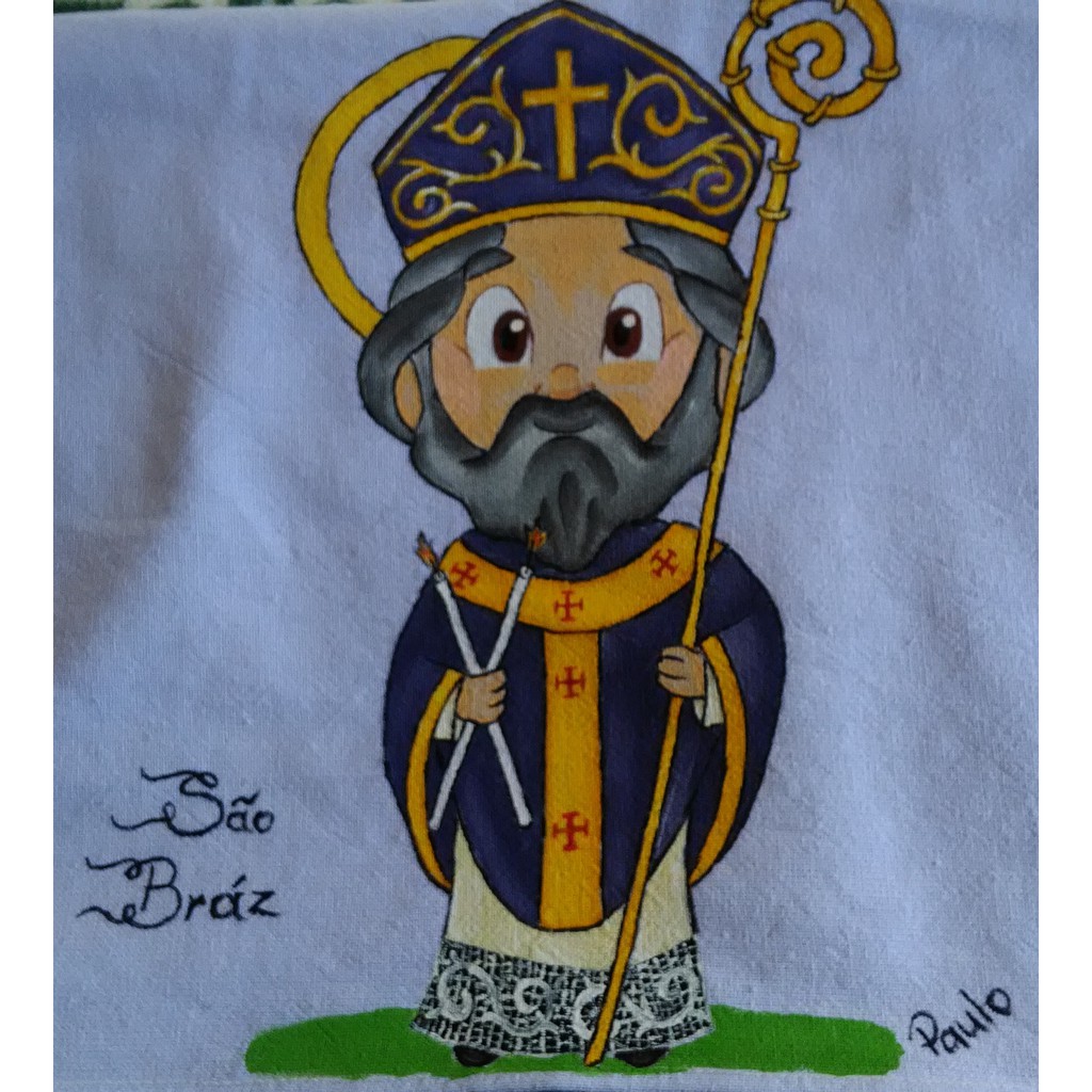 Pano de prato com arte Santos Católicos - São Bráz