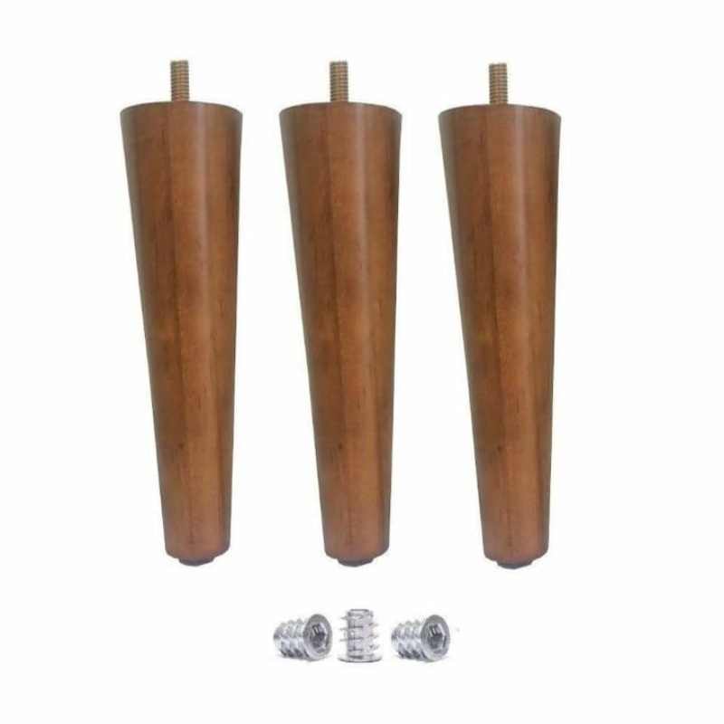 kit com 3 pé palito de 30 cm + bucha americana, + carpete de proteção perna para móveis
