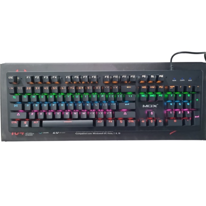 Teclado Mecânico Gamer USB RGB Retroiluminado Switch Azul Mox MO - GK600