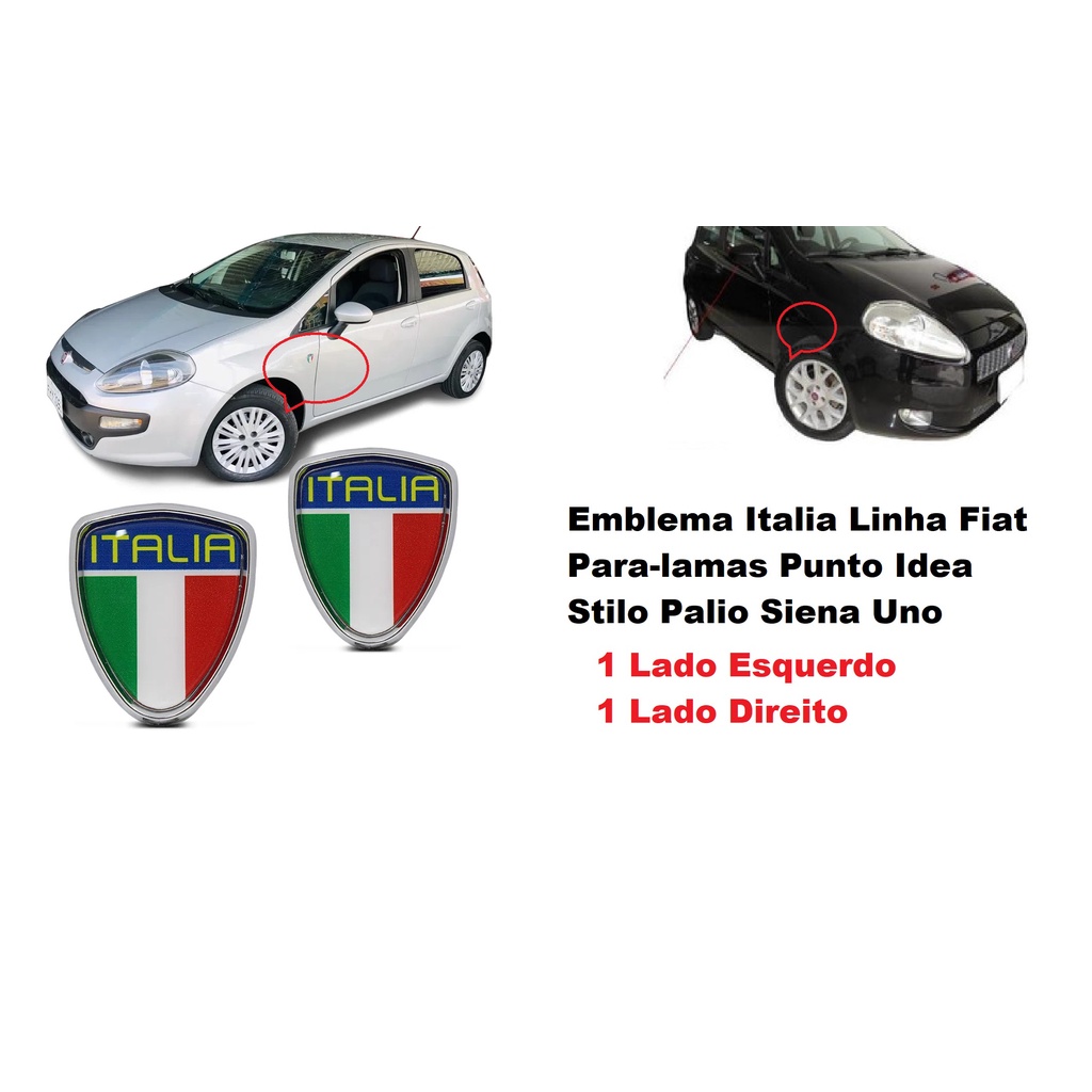 Par Emblema Escudo Adesivo 3D Itália Para Carro Decorar Palio Punto Uno Idea Doblo Linea Siena Mobi Ducato  6316