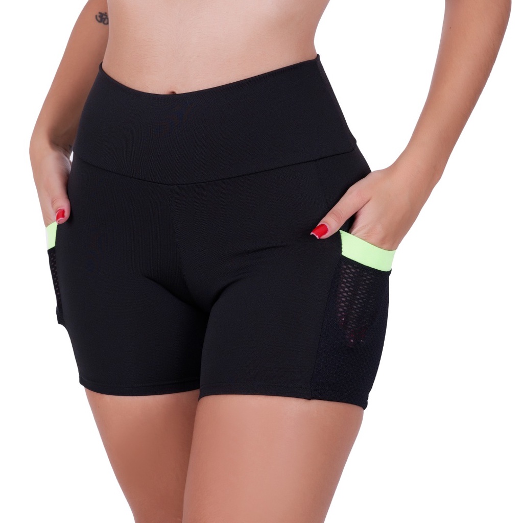 Short Fitness com Bolso Legging Suplex Feminino Casual Academia Ginástica