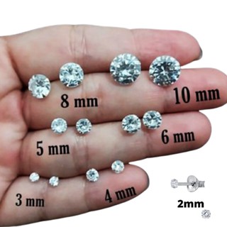 Brinco Feminino e Masculino Ponto de Luz Prata 925 Legítima Pedra Zircônia 2, 3, 4, 5, 6, 8, 9, 10MM em Oferta na Shopee