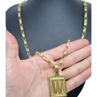 Cordão Moeda Antiga Cartier / Tijolinho 4mm + Pingente Letra A Z promoção 1 ano de garantia