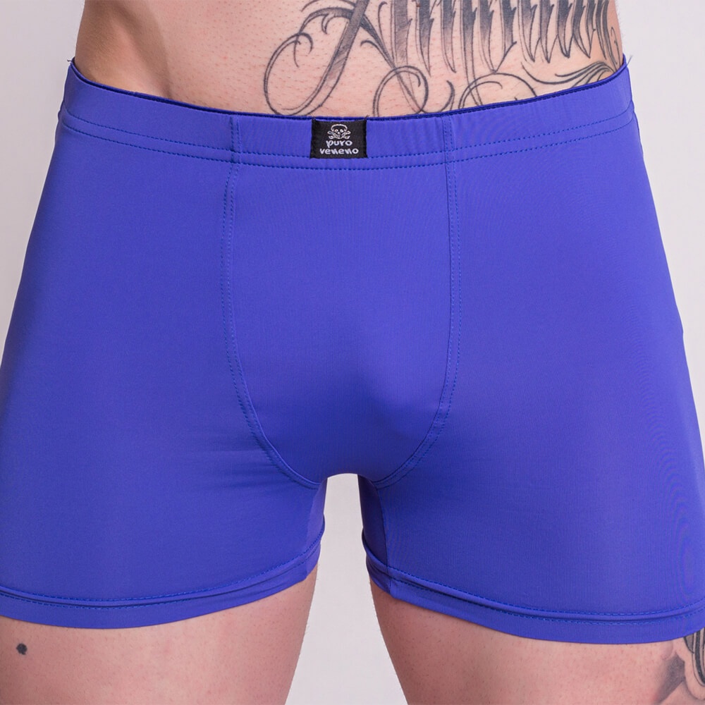 Cueca Boxer Adulto Microfibra  Puro Veneno - Azul Bic em Oferta na Shopee