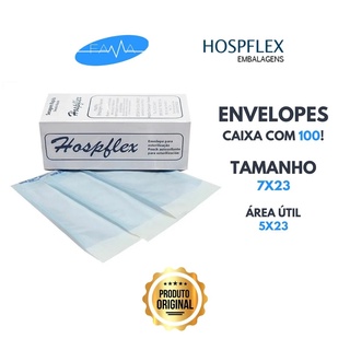 100 Envelopes Auto Selantes para Esterilização em Autoclave (7x23cm) - Hospflex